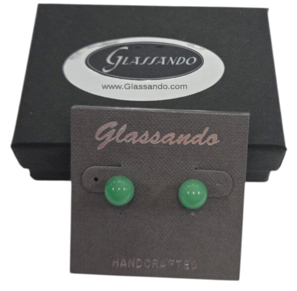 green jade stud earrings with gift box