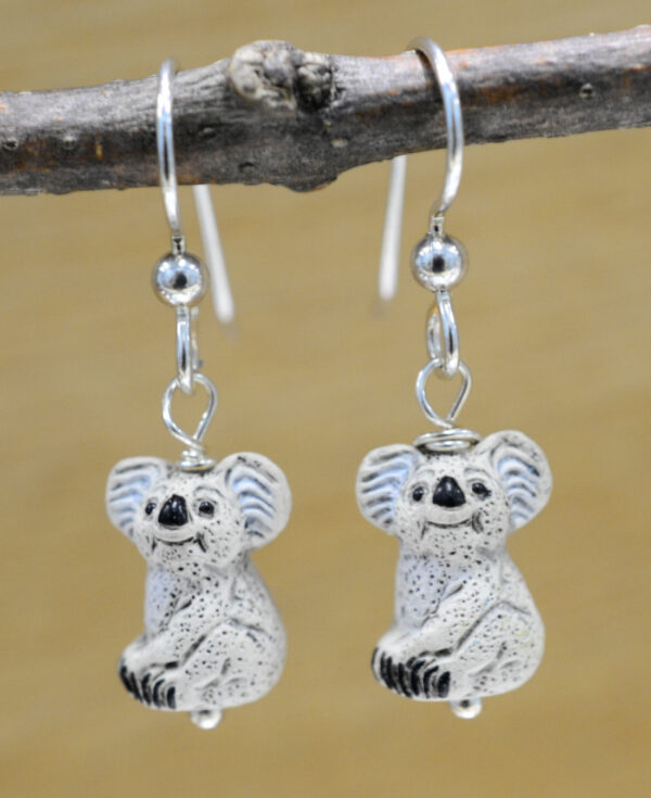 Handmade ceramic Koala bear and sterling silver earrings