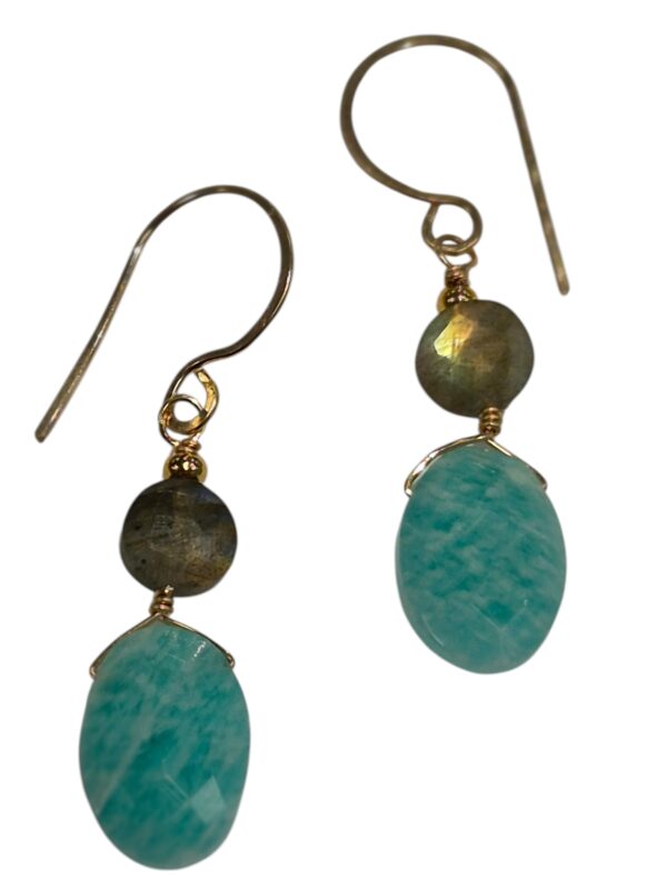 labradorite and amazonite earrings with gold-fill earwires