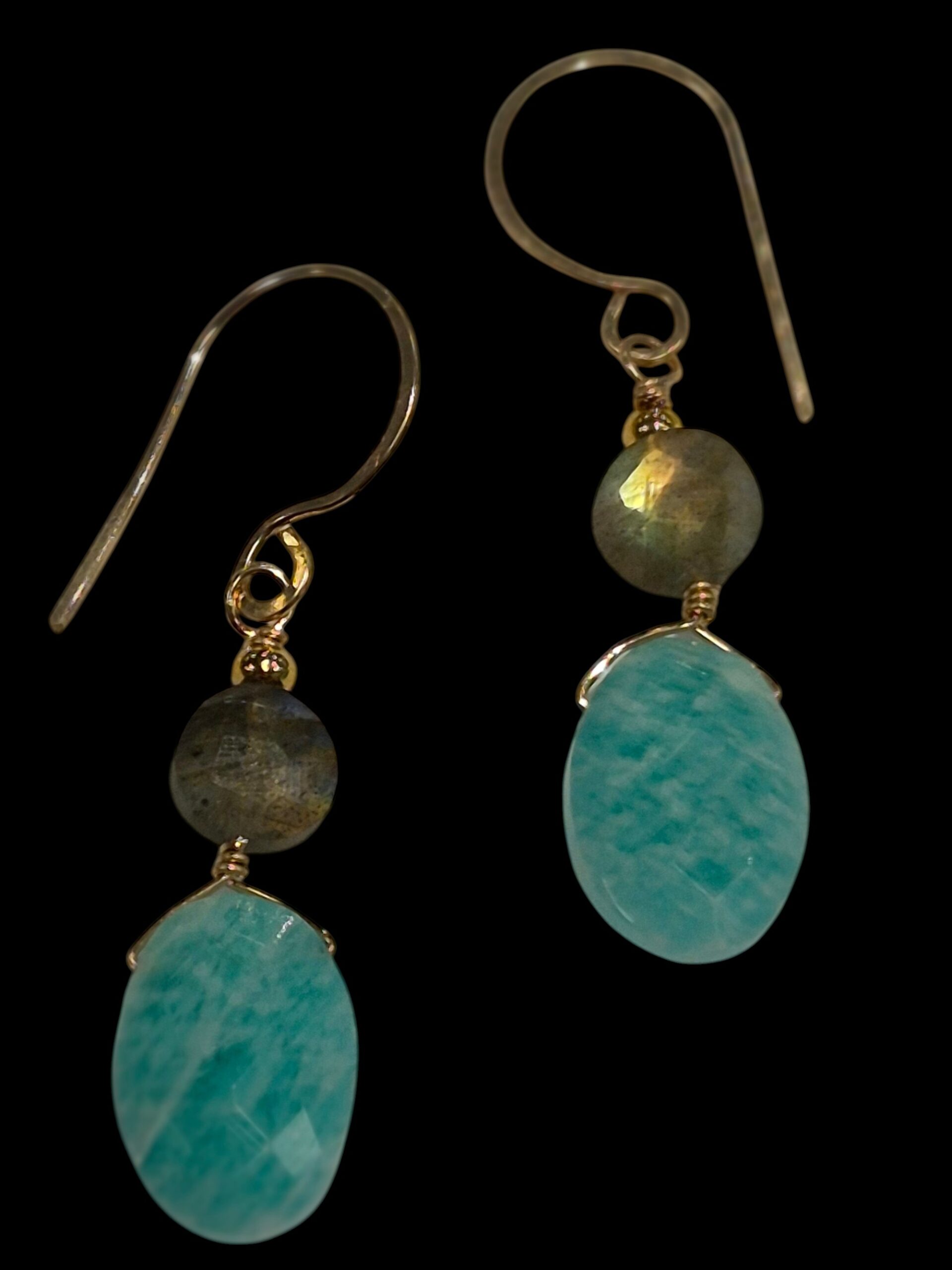 labradorite and amazonite earrings with gold-fill earwires
