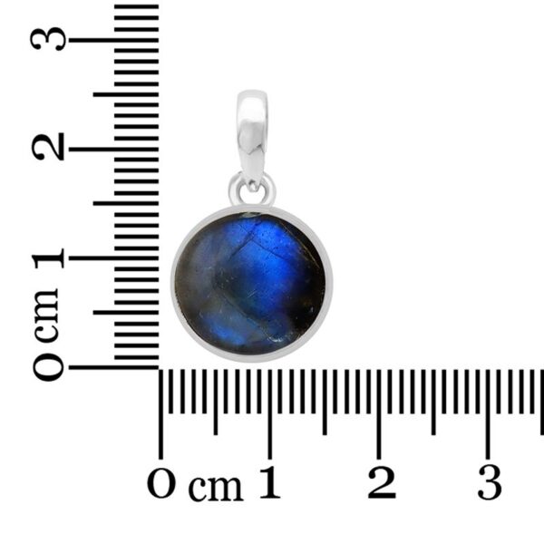 labradorite and sterling silver circle pendant with ruler