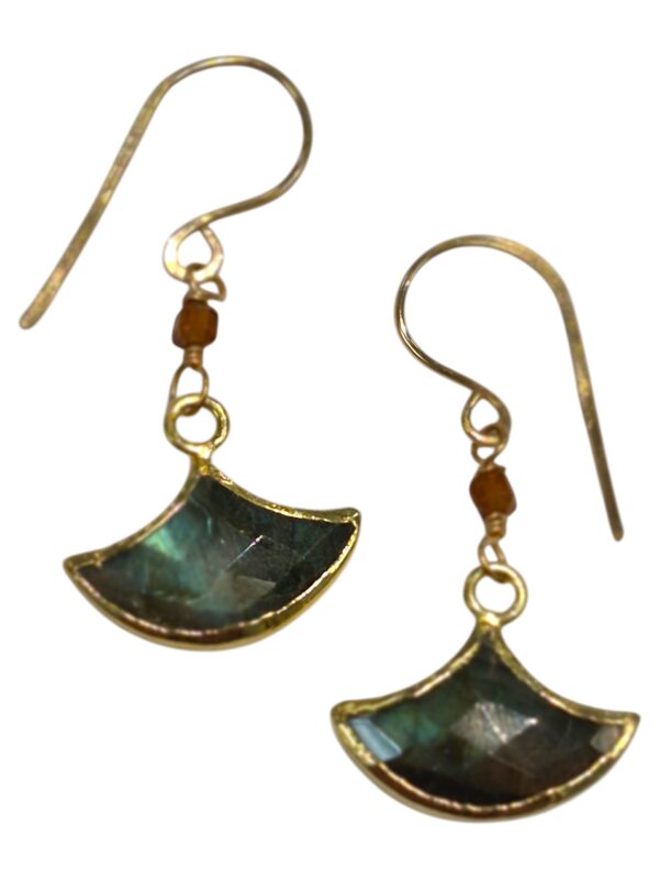 labradorite fan earrings
