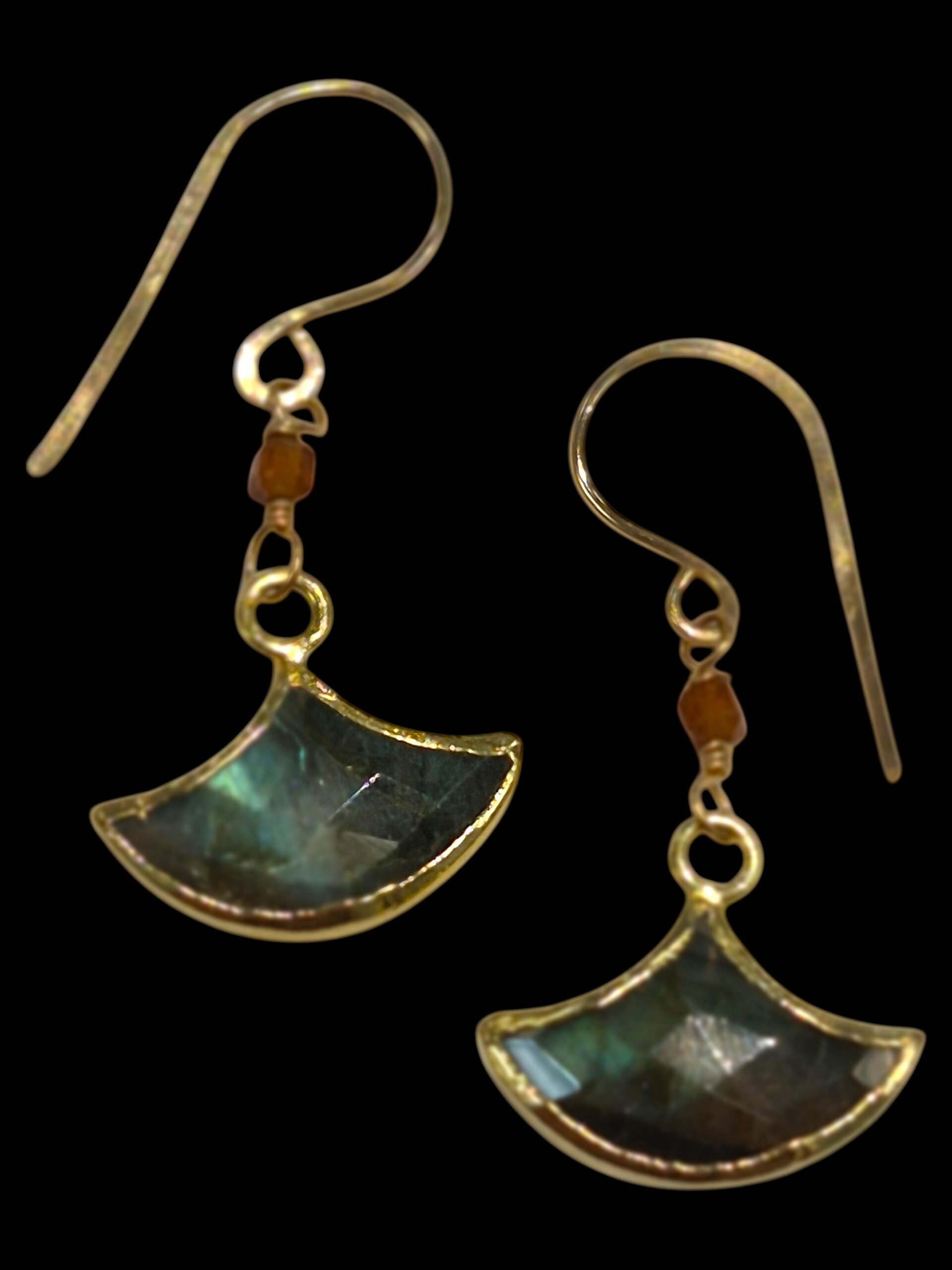labradorite fan earrings