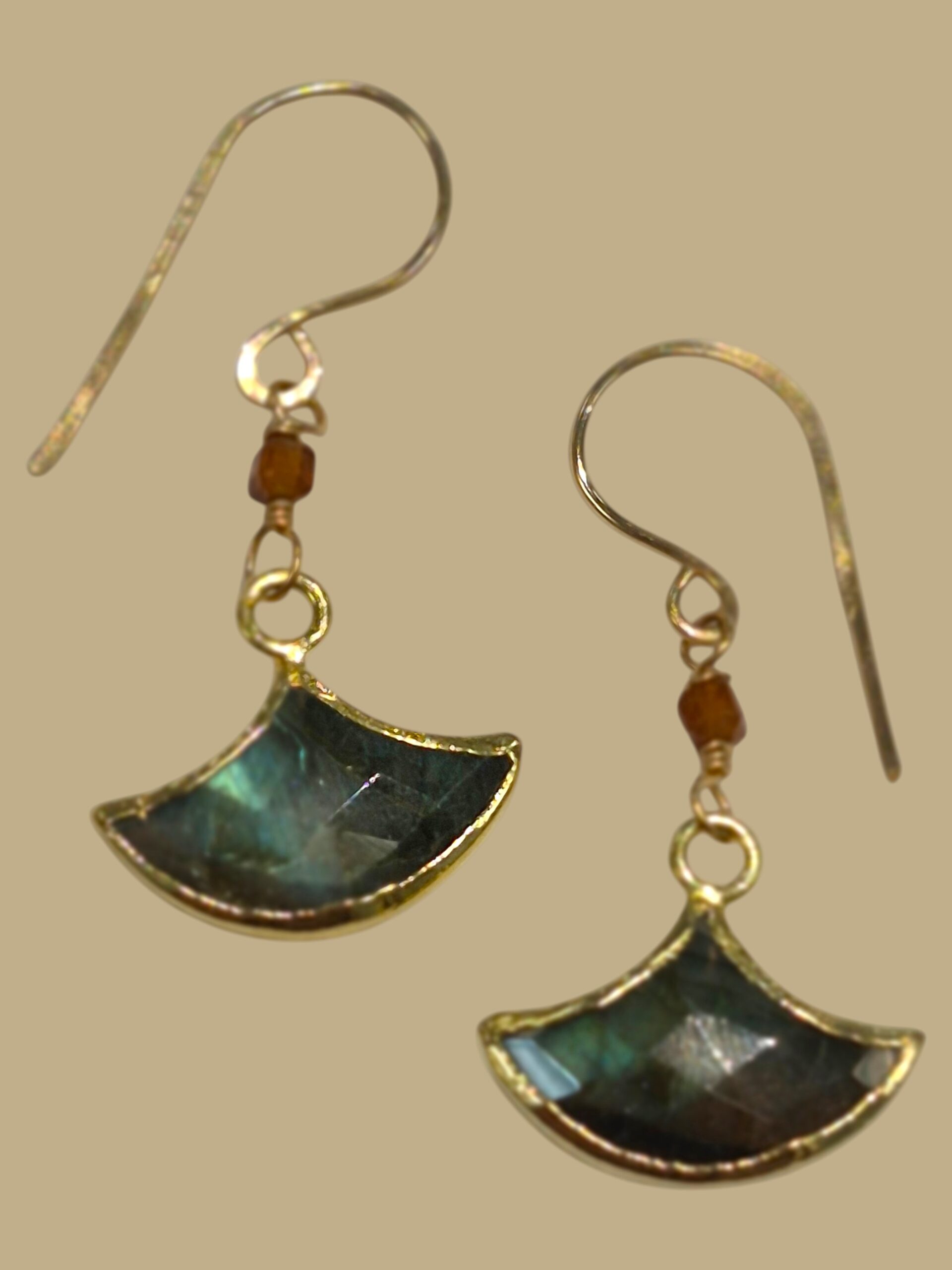 labradorite fan earrings