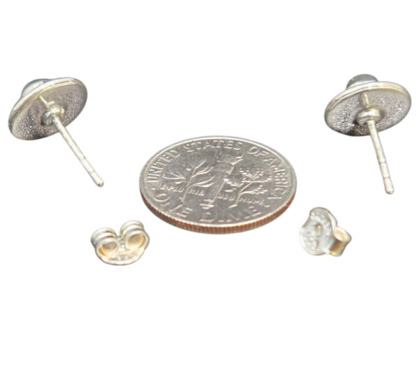 sterling silver and labradorite stud earrings with dime for size comparison
