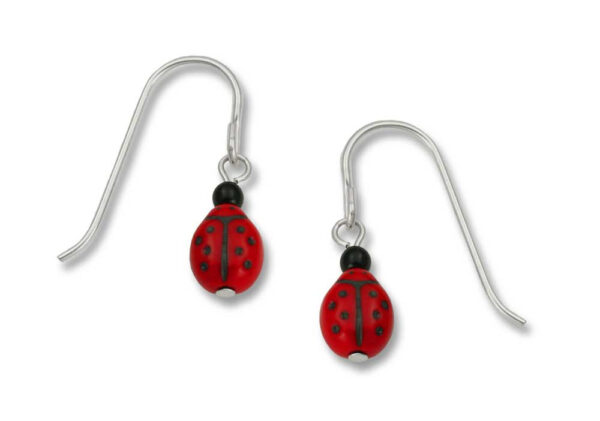 art glass ladybug earrings with sterling silver earwires