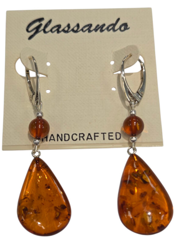 Large amber drop earrings