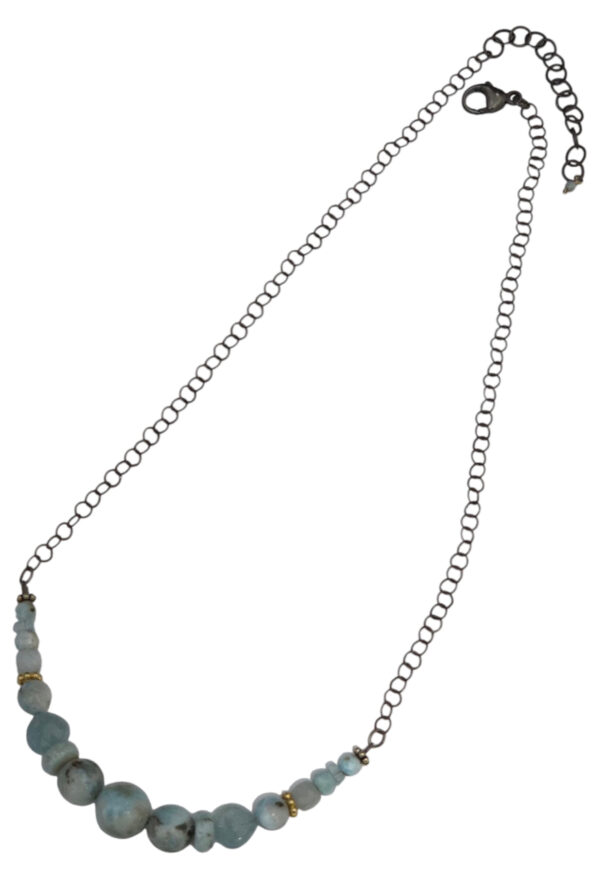aquamarine and larimar mixed metal necklace