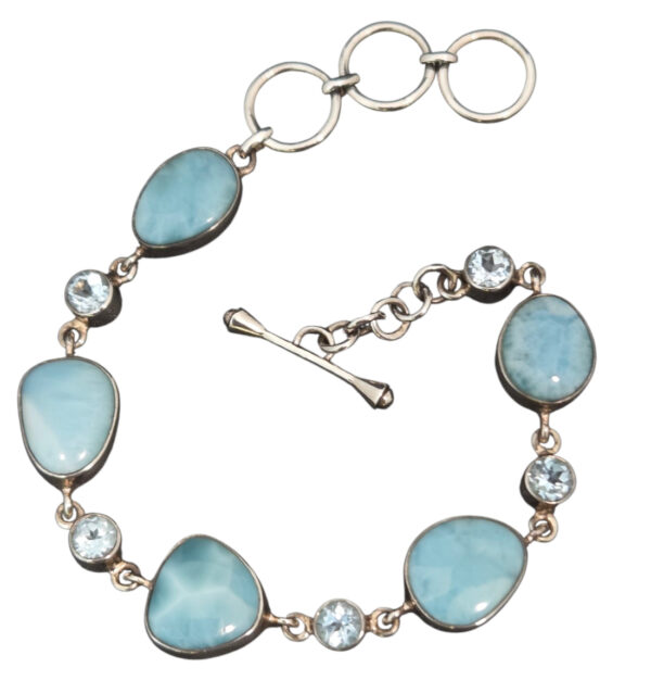 larimar, blue topaz, and sterling silver bracelet
