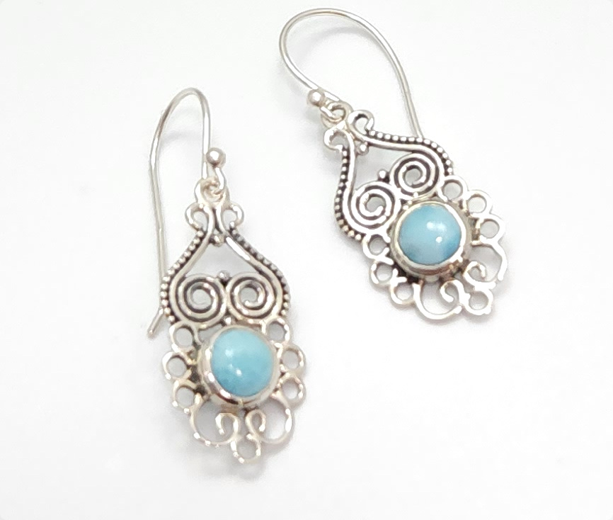 handmade larimar and sterling silver earrings