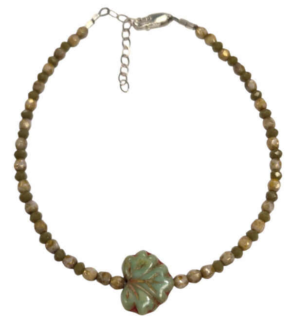beaded leaf bracelet