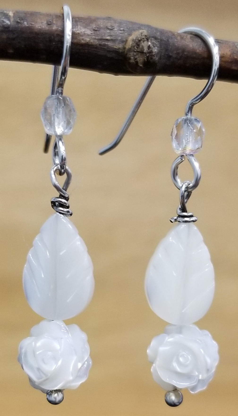 Gemstone Earrings,Long Earrings Amber and Pearl Earrings,Handmade Earrings 925 silver earrings hooks