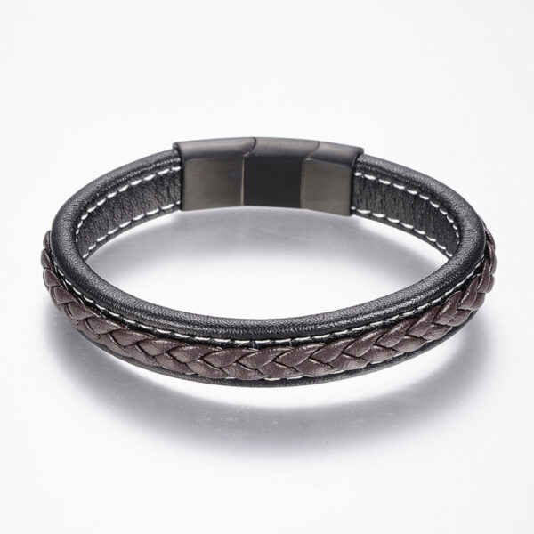 black and brown unisex leather bracelet