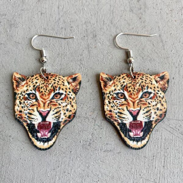 leopard face earrings