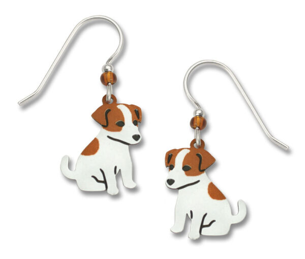 Jack Russell Terrier Dog Earrings with sterling silver earwires