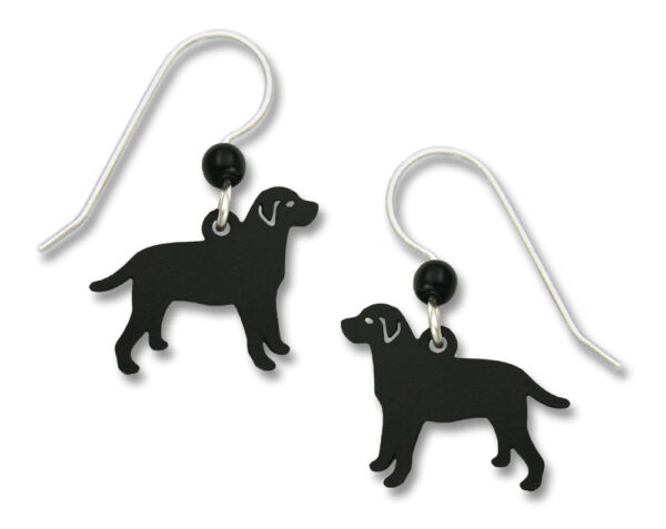 black labrador retriever dog earrings with sterling silver earwires