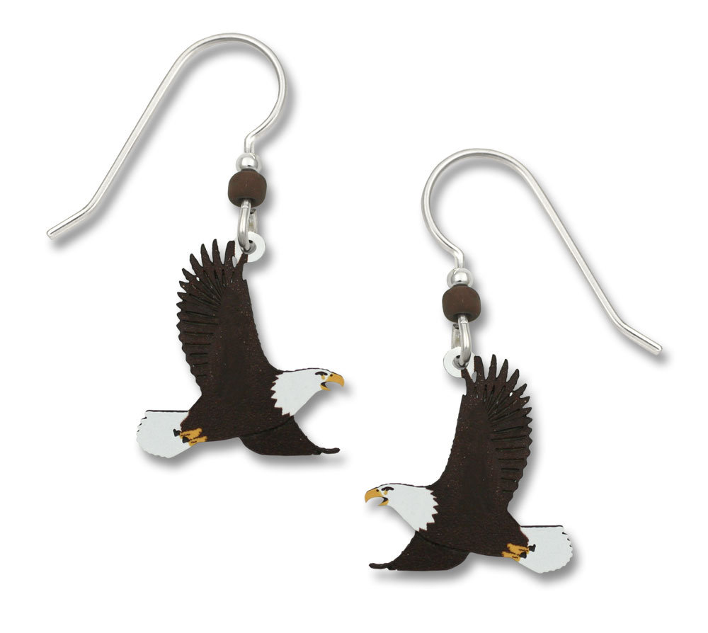 Bald Eagle earrings with sterling silver ear-wire