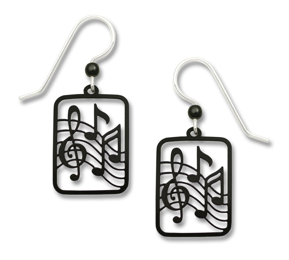music lover earrings featuring treble and notes
