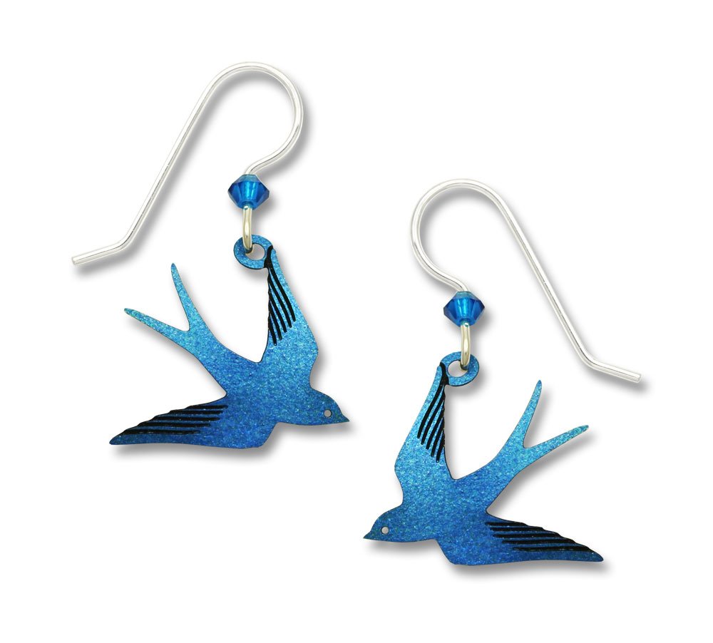 blue flying swallow bird earrings by Sienna Sky
