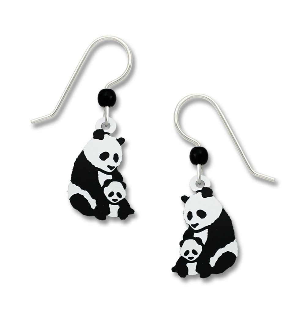 mother and child panda earrings