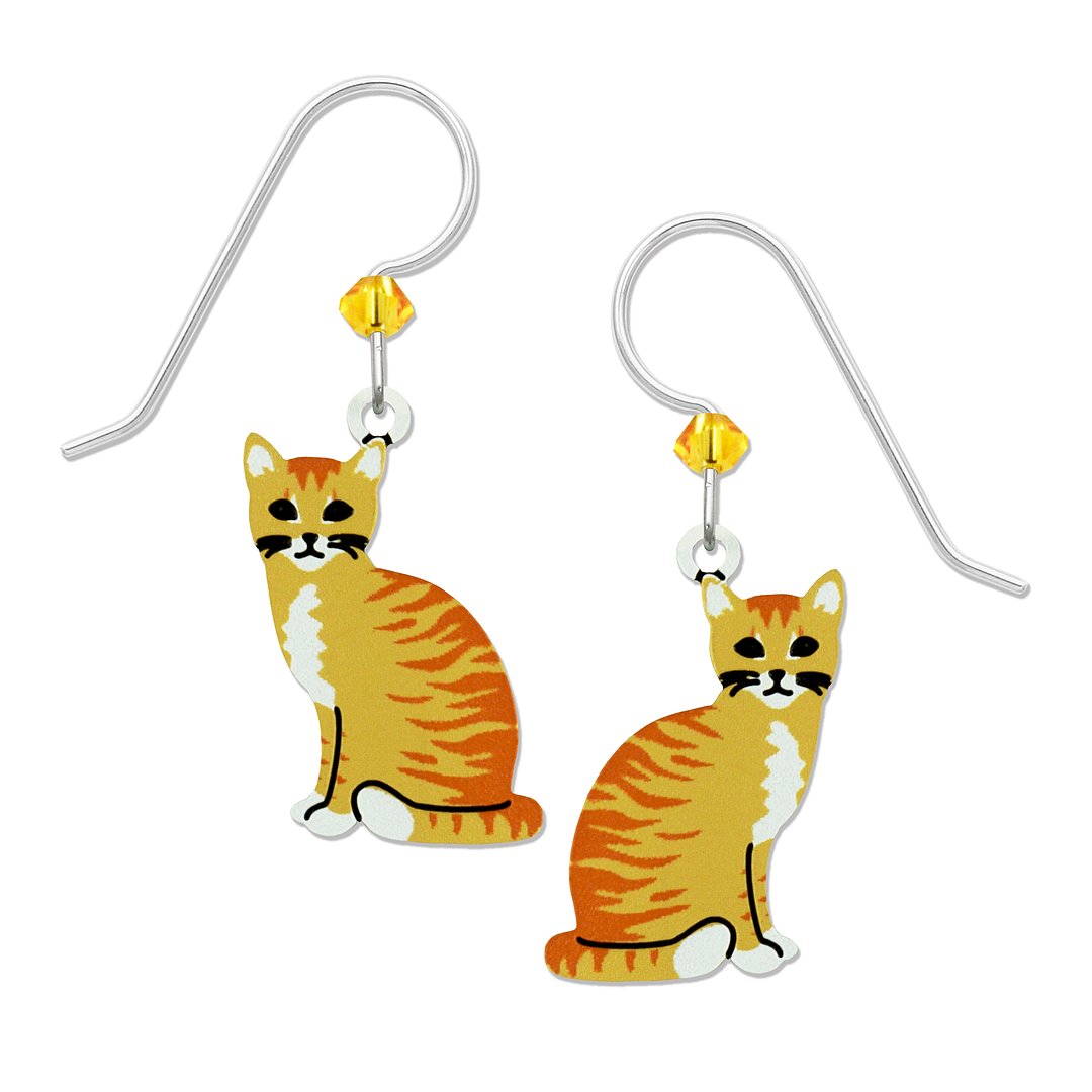 orange and white cat earrings by Sienna Sky