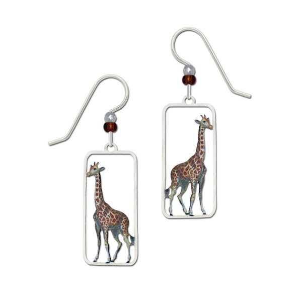 giraffe earrings with sterling silver ear-wires