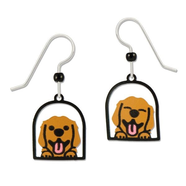 Golden Retreiver Dog earrings with sterling silver ear-wires