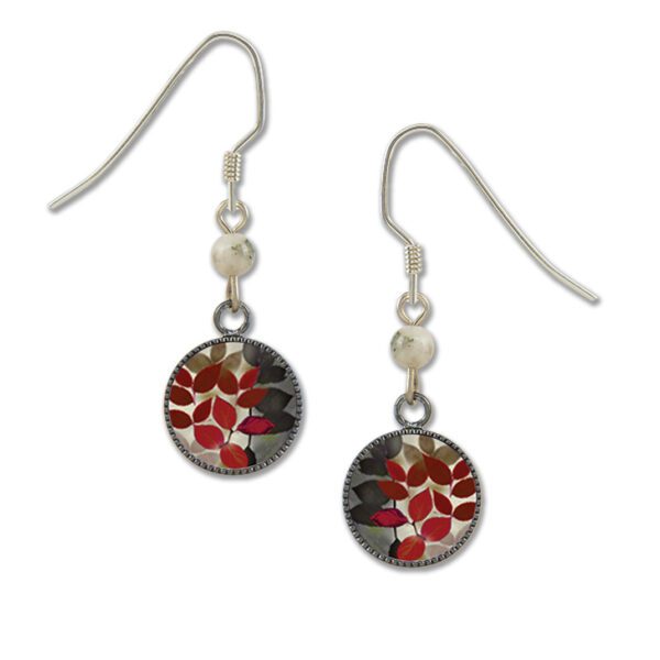 red leaf earrings