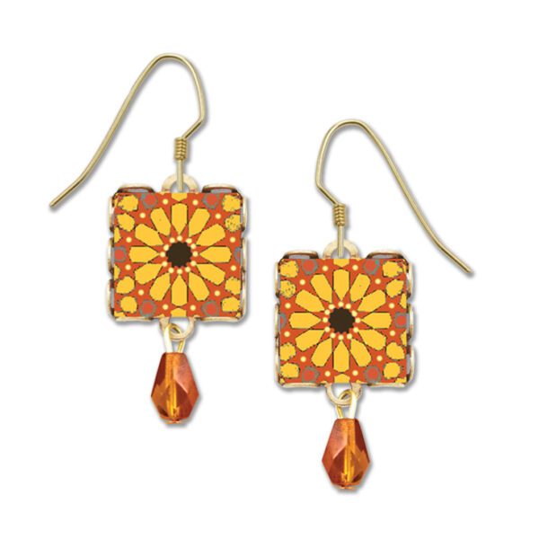 red and orange daisy earrings