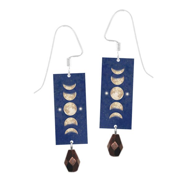 moon phase earrings with sterling silver ear-wires