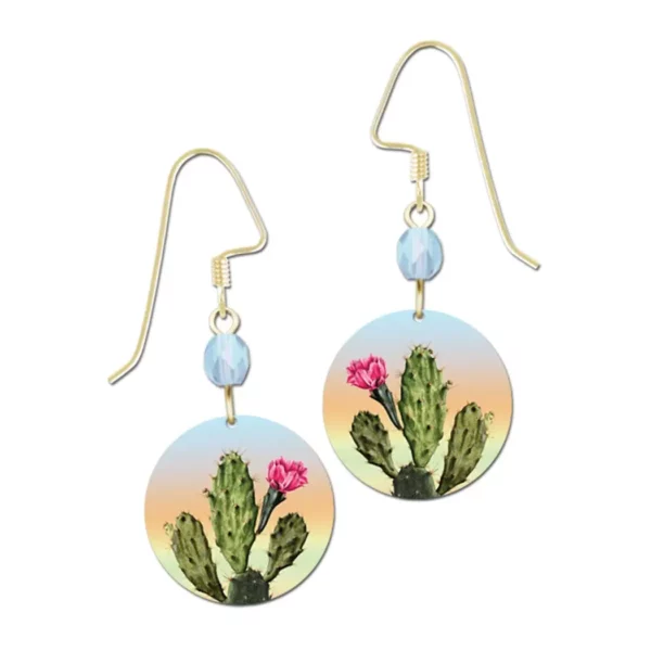 cactus with flower earrings