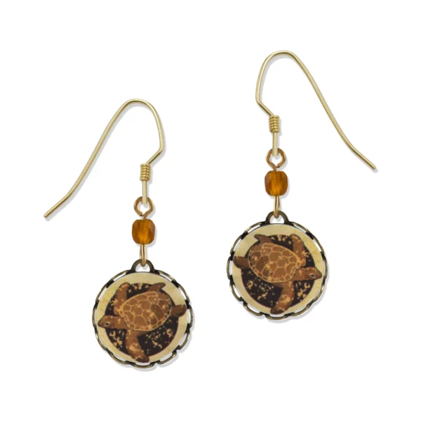 tan sea turtle earrings