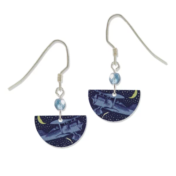vintage airplane earrings with sterling silver ear-wires