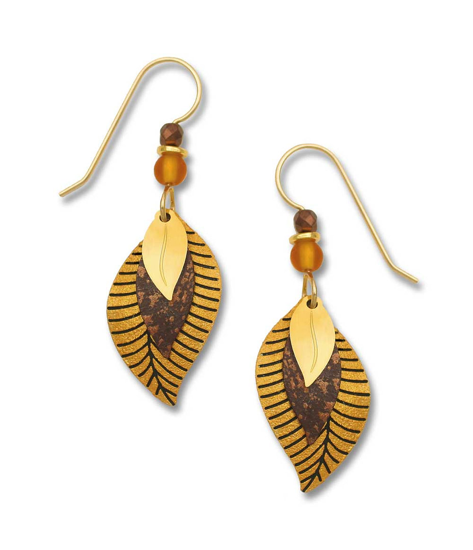 tan and brown leaf earrings