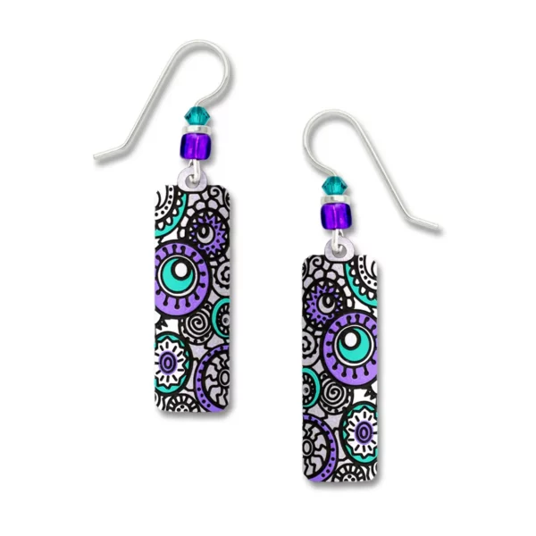 purple ad teal whimsical circle earrings