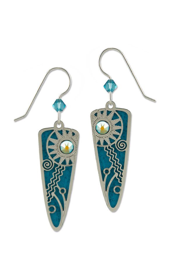 blue sun earrings with sterling silver ear-wires