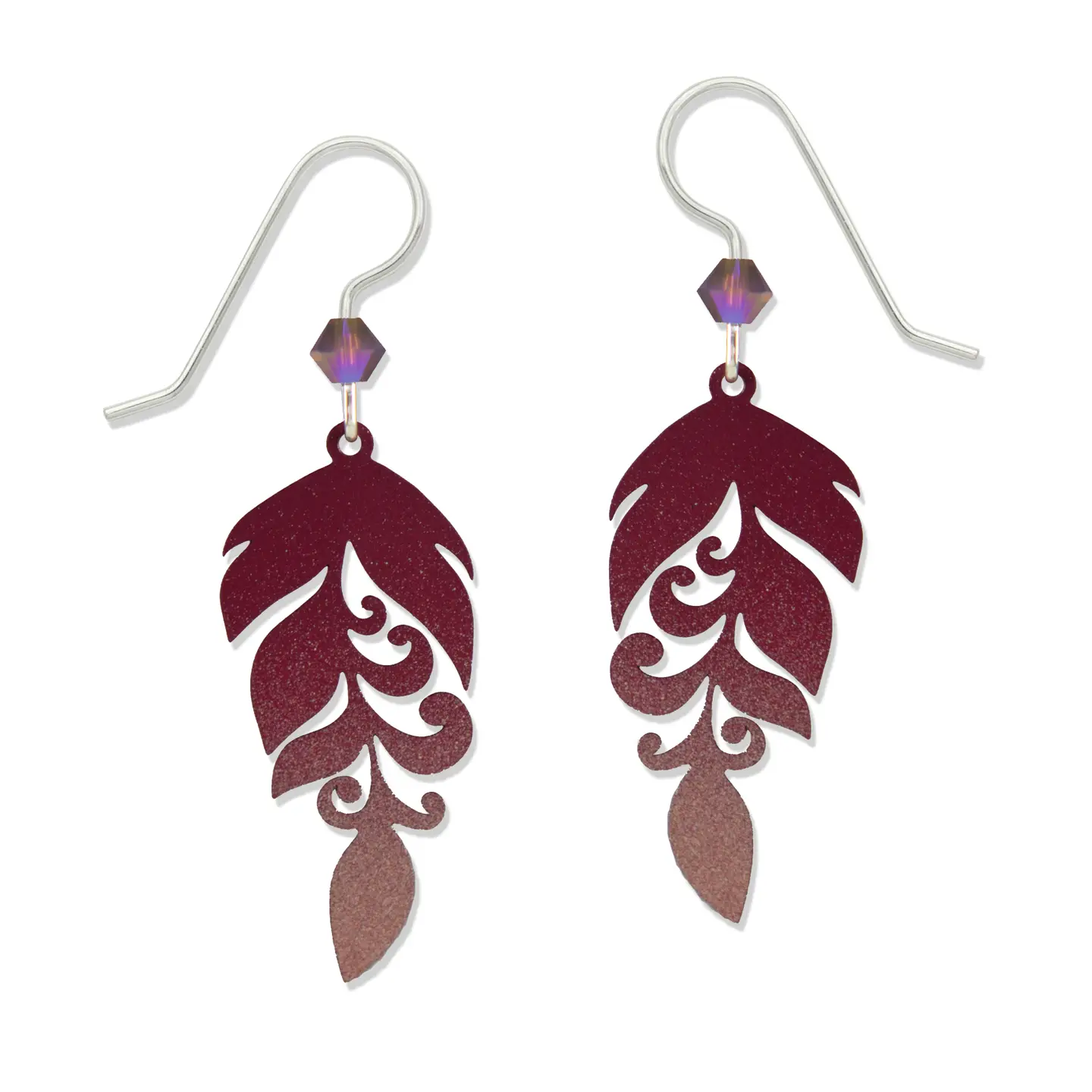 magenta feather earrings
