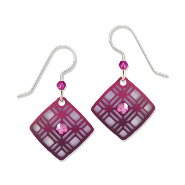 Fuchsia Square Earrings