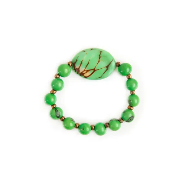 light green tagua nut stretch bracelet