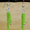 Lime Green Lamp work and Lime Green Faceted Glass Beaded with Gold Tone Accents Dangle Earrings