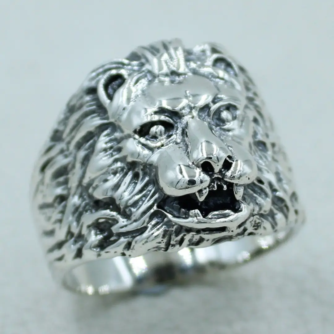 sterling silver lion ring