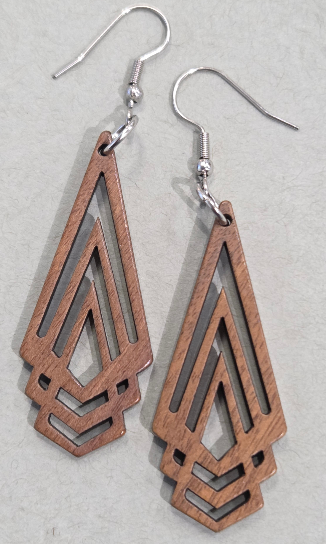 wooden art deco inspired fan earrings