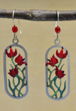 sienna sky red flower dangle earrings