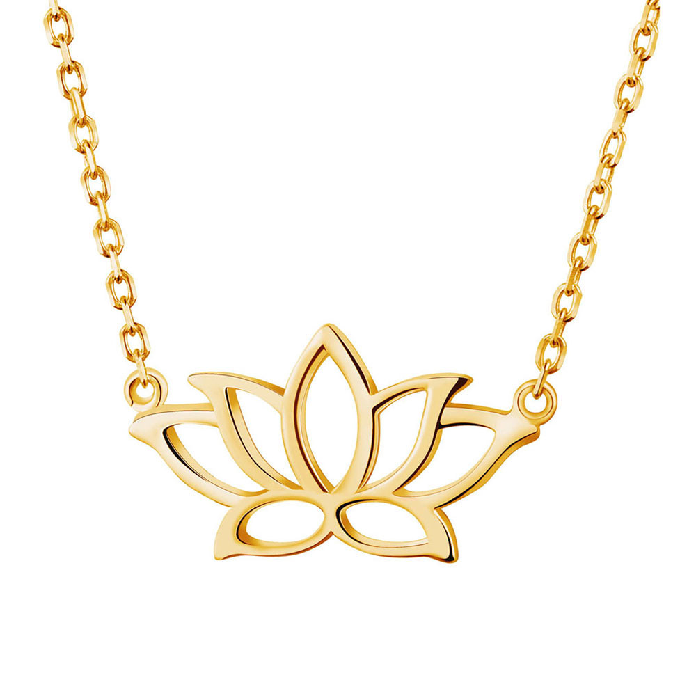 Lotus flower necklace in gold-plated sterling silver