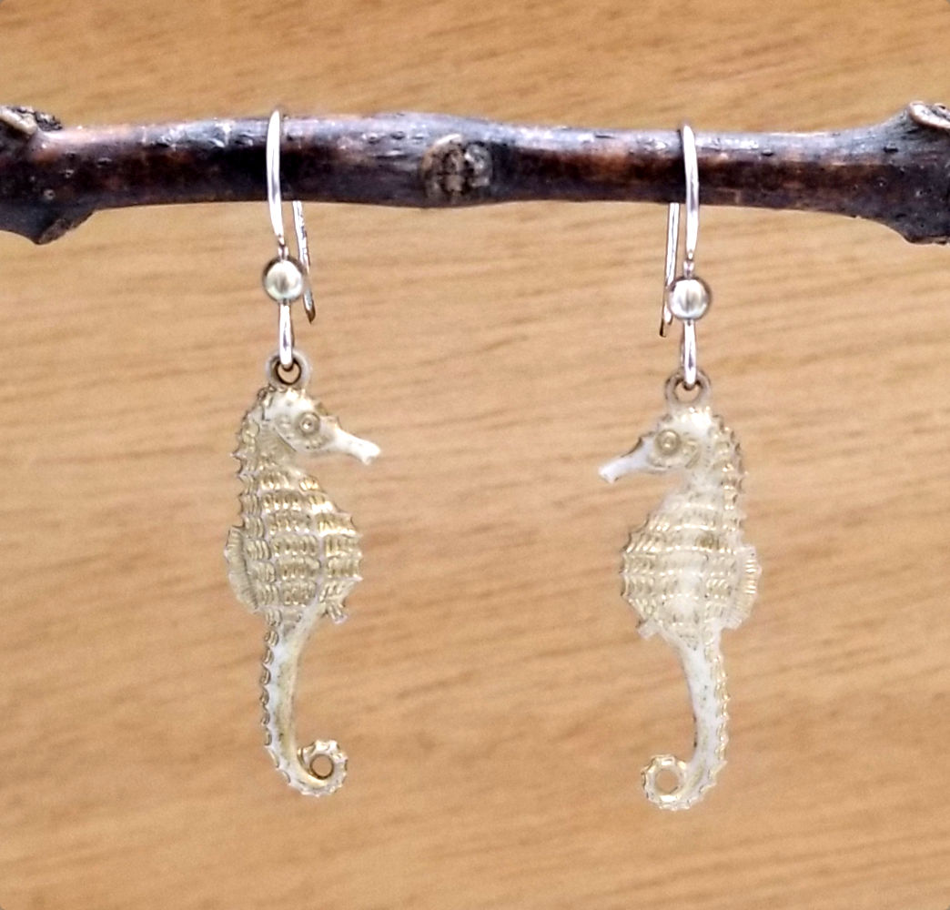 lucite and sterling silver seahorse earrings