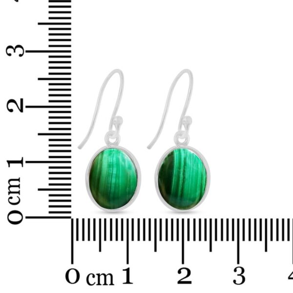 malachite and sterling silver oval earrings with ruler