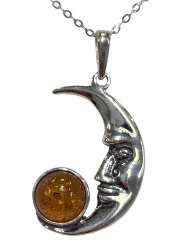 Man in the Moon Baltic Amber and sterling silver necklace