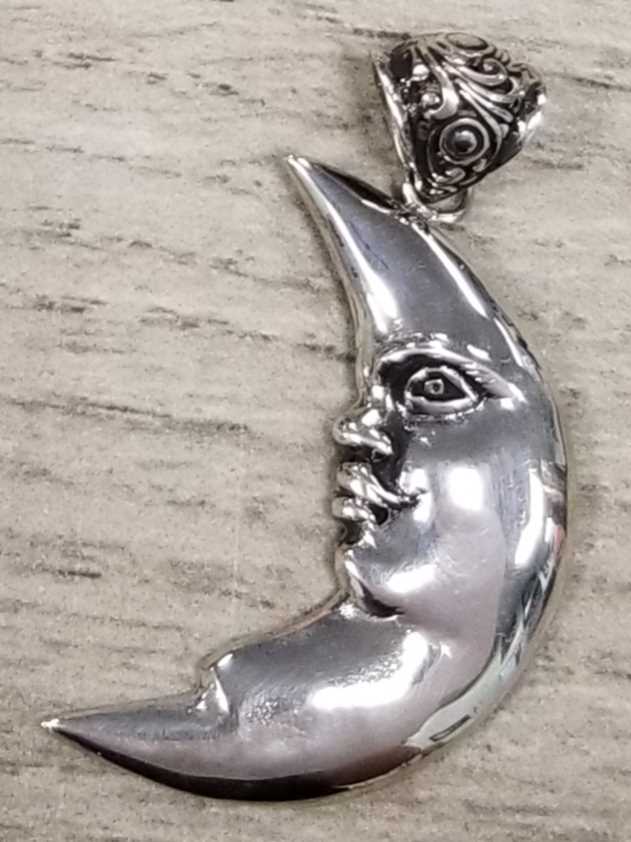 man in the moon sterling silver pendant
