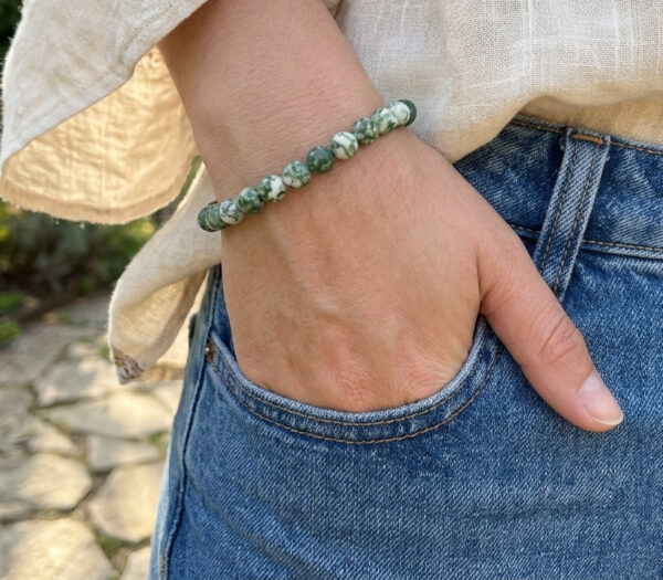matte green spotted jasper bracelet
