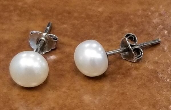 medium Fresh water pearl sterling silver post earrings